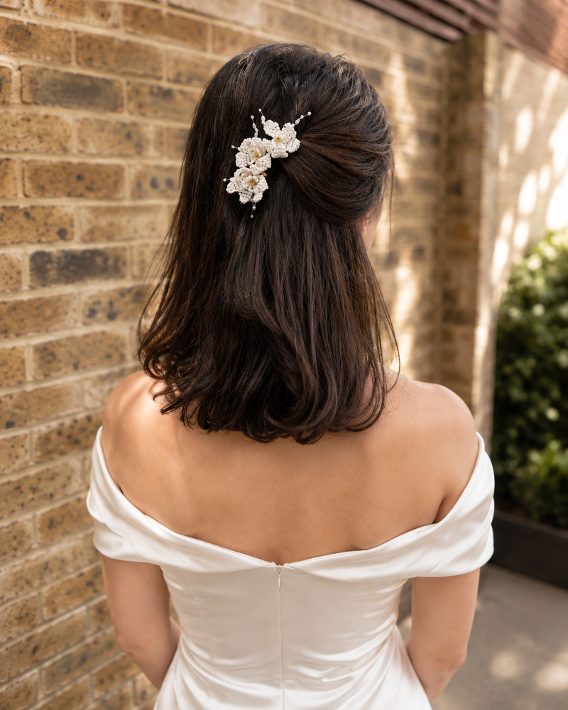 Yaz Hair Comb | Handmade Freshwater Pearl & Glass Bead Bridal Hair Comb