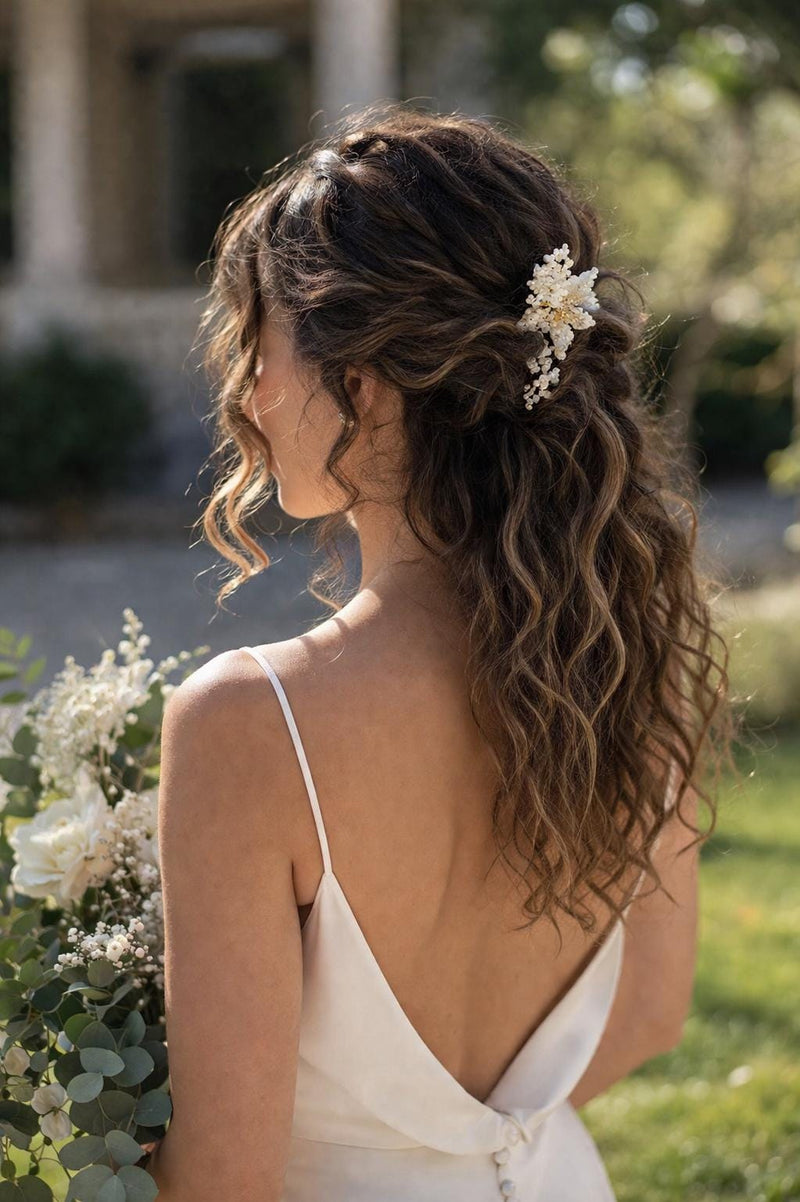 Florence Bridal Hair Comb | Handmade Swarovski Crystal & Beaded Flower Headpiece