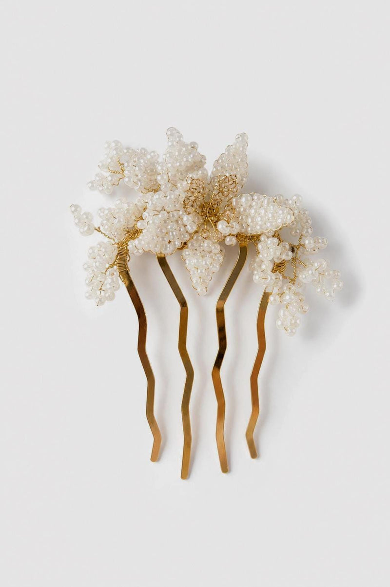 Florence Bridal Hair Comb | Handmade Swarovski Crystal & Beaded Flower Headpiece