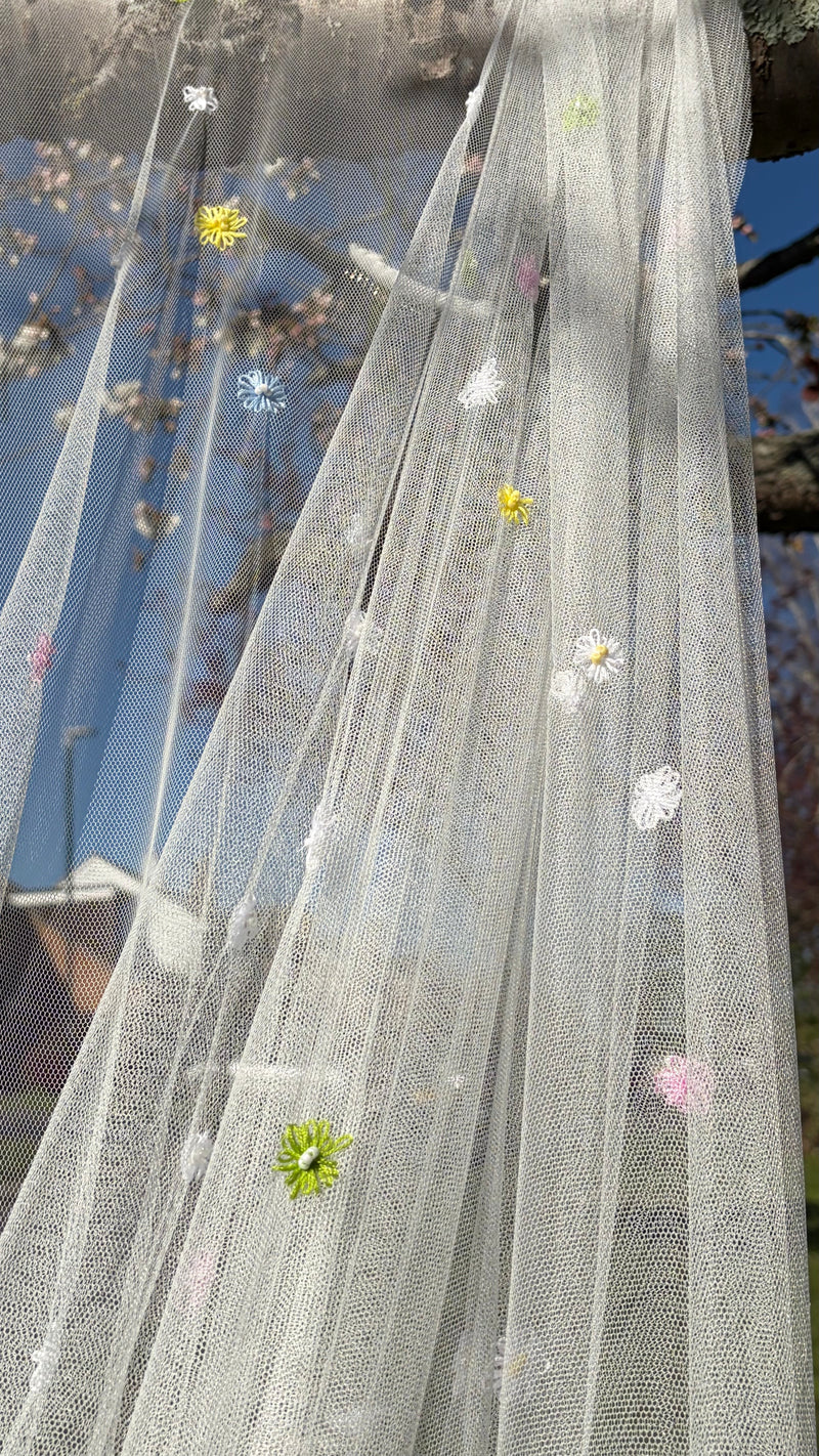 Olivia Bridal Veil | Handmade Embroidered Luxury Tulle Wedding Veil