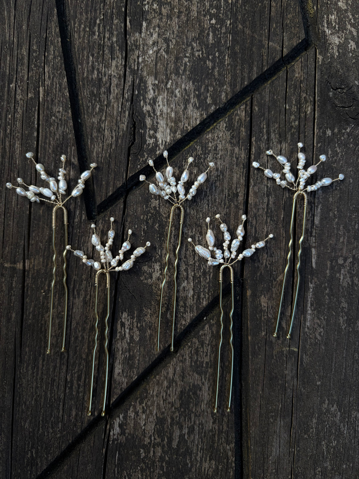 Winnie Bridal Hair Pins | Handmade Freshwater Pearl Wedding Pins, Set of 5