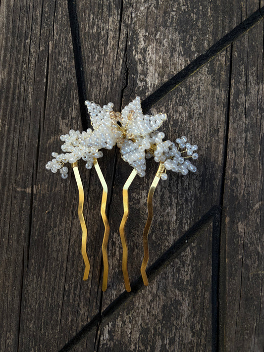 Florence Bridal Hair Comb | Handmade Swarovski Crystal & Beaded Flower Headpiece