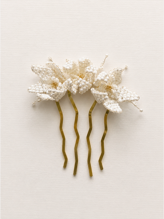 Yaz Bridal Hair Comb | Handmade Freshwater Pearl & Glass Bead Headpiece