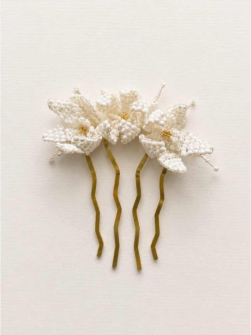 Yaz Bridal Hair Comb | Handmade Freshwater Pearl & Glass Bead Headpiece