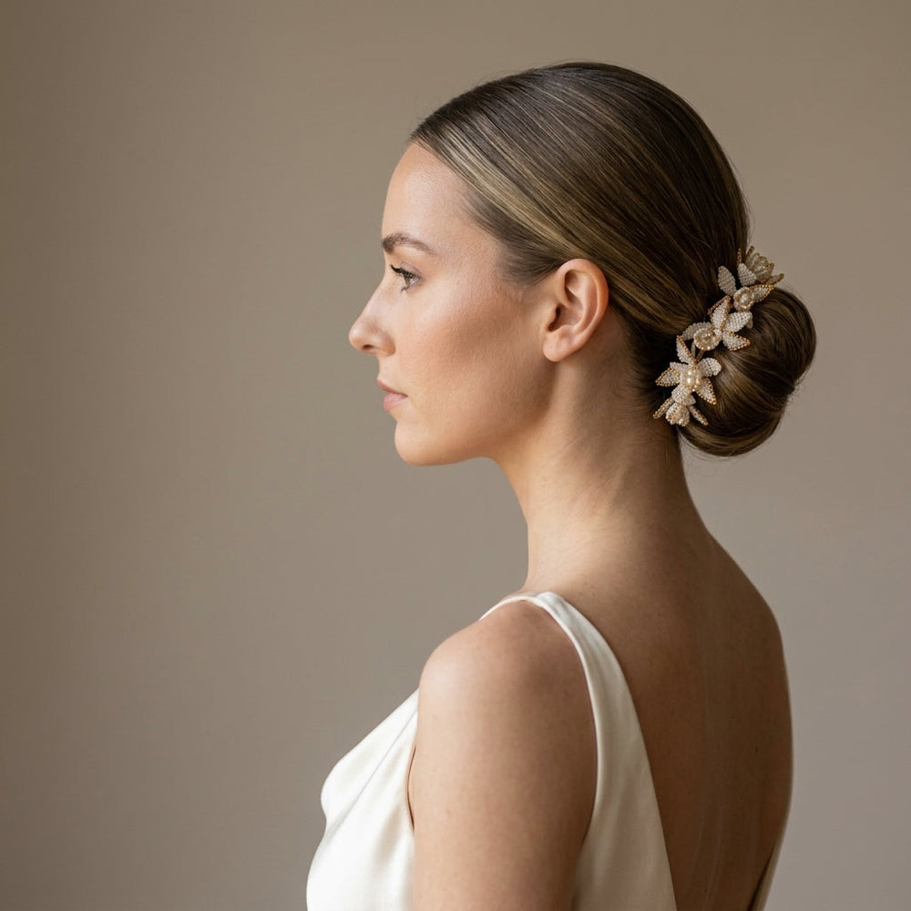 Adeline Bridal Hair Vine | Handmade Freshwater Pearl & Flower Wedding Headpiece
