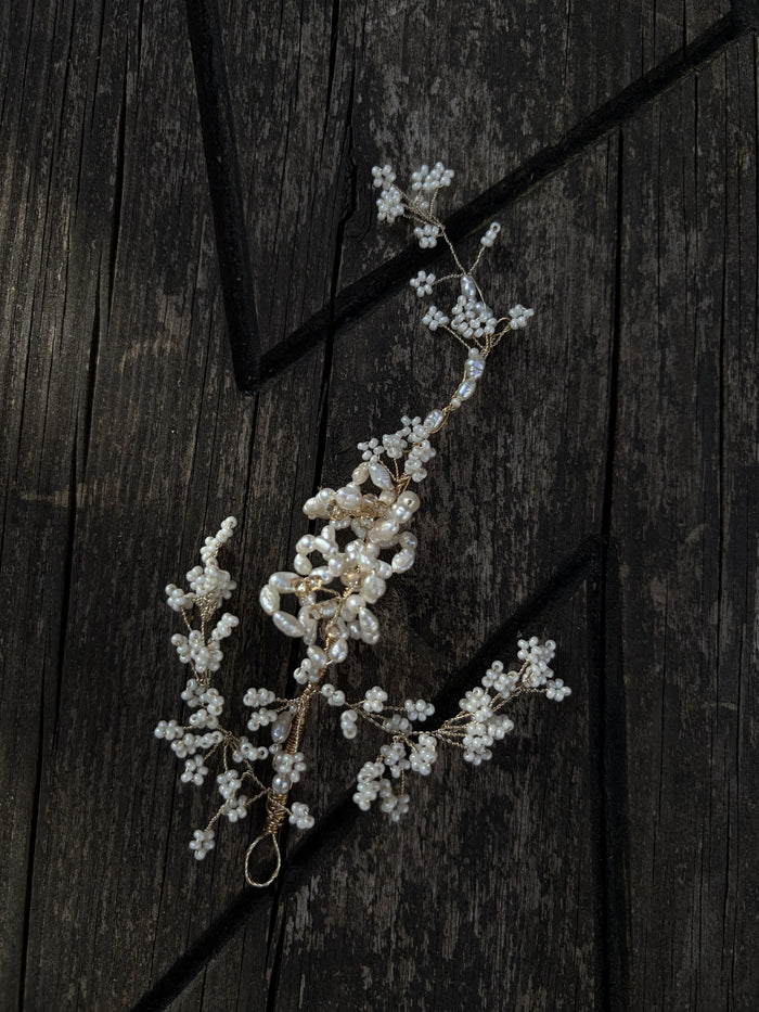 Alice Bridal Hair Vine | Handmade Freshwater Pearl & Swarovski Crystal Wedding Headpiece — style 2