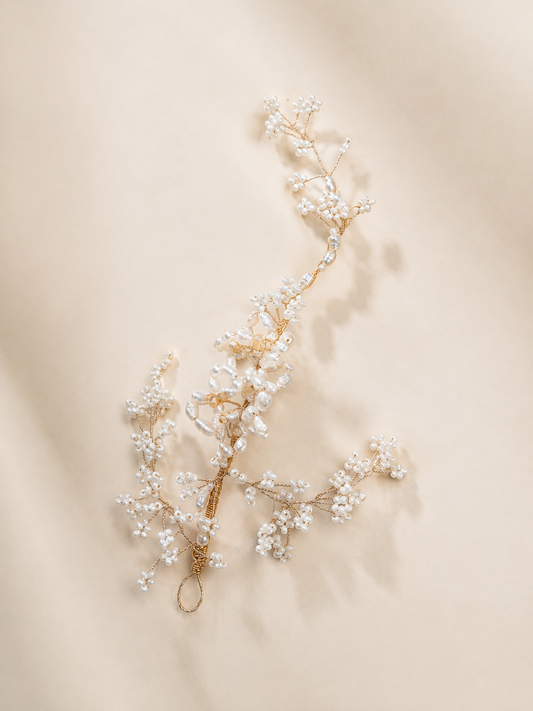 Alice Bridal Hair Vine | Handmade Freshwater Pearl & Swarovski Crystal Wedding Headpiece