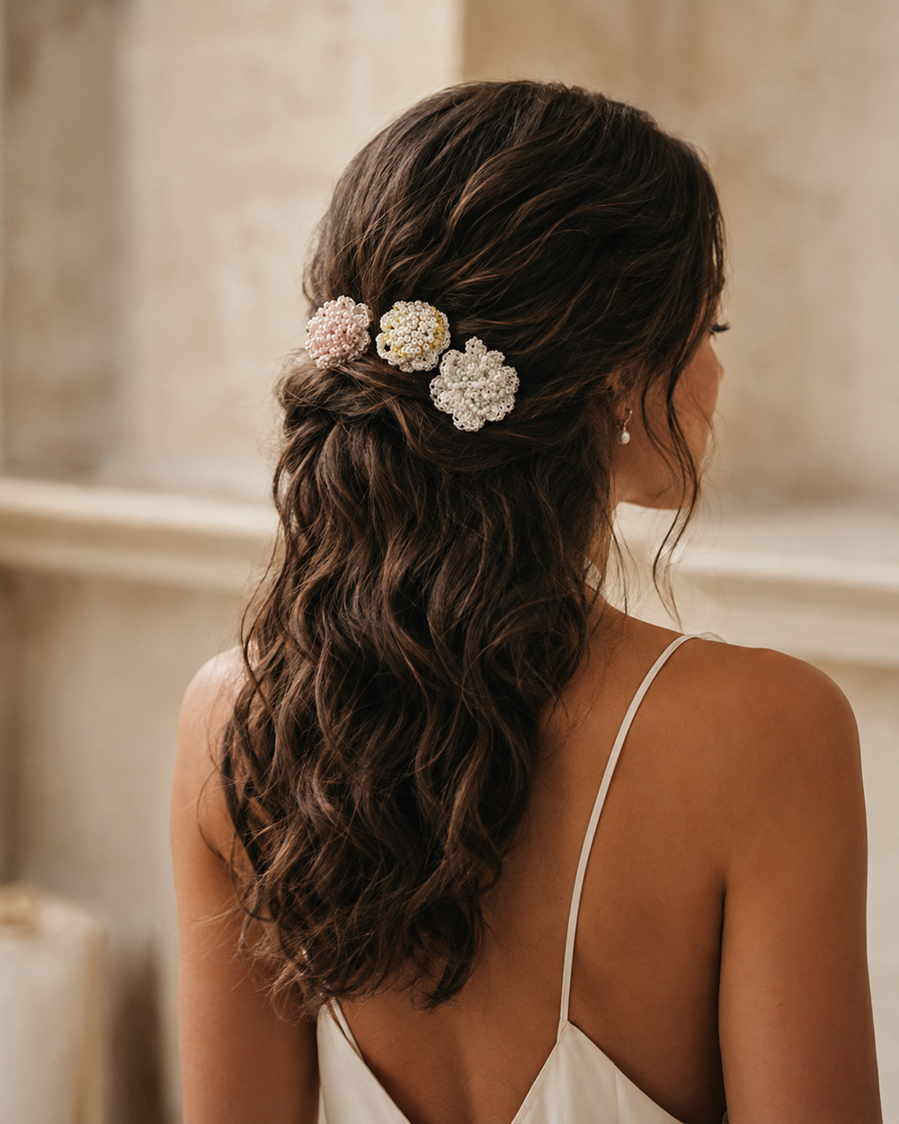 Blossom Bridal Hair Pins | Handmade Lace & Glass Bead Flower Pins, Set of 3