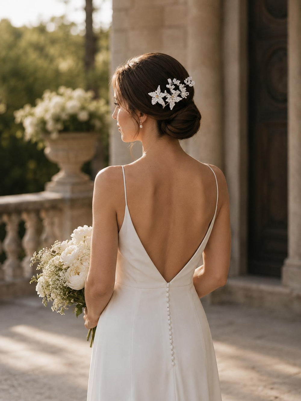 Edith Bridal Hair Vine | Flexible Handmade Glass Bead Flower Headpiece