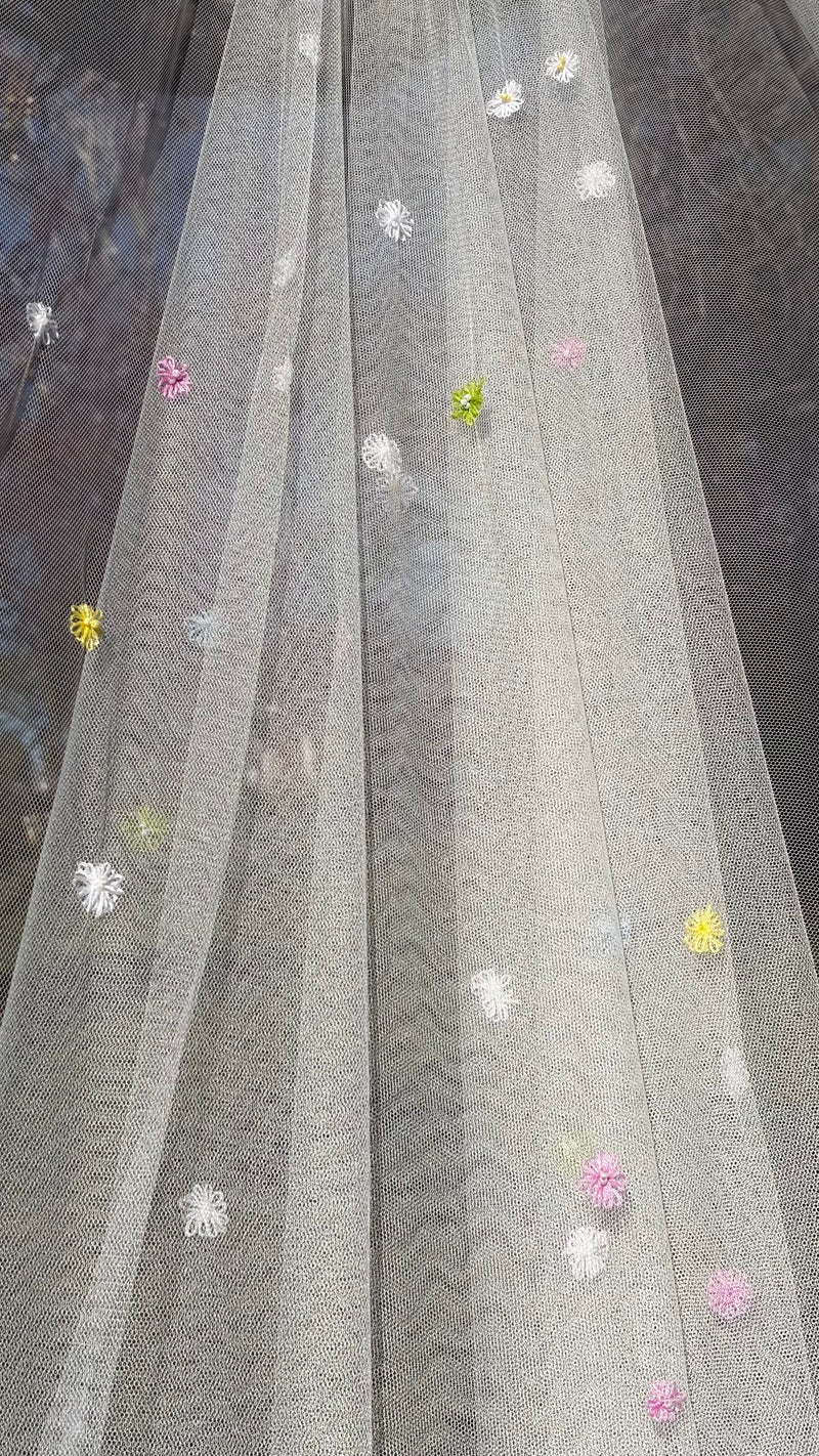Olivia Bridal Veil | Handmade Embroidered Luxury Tulle Wedding Veil